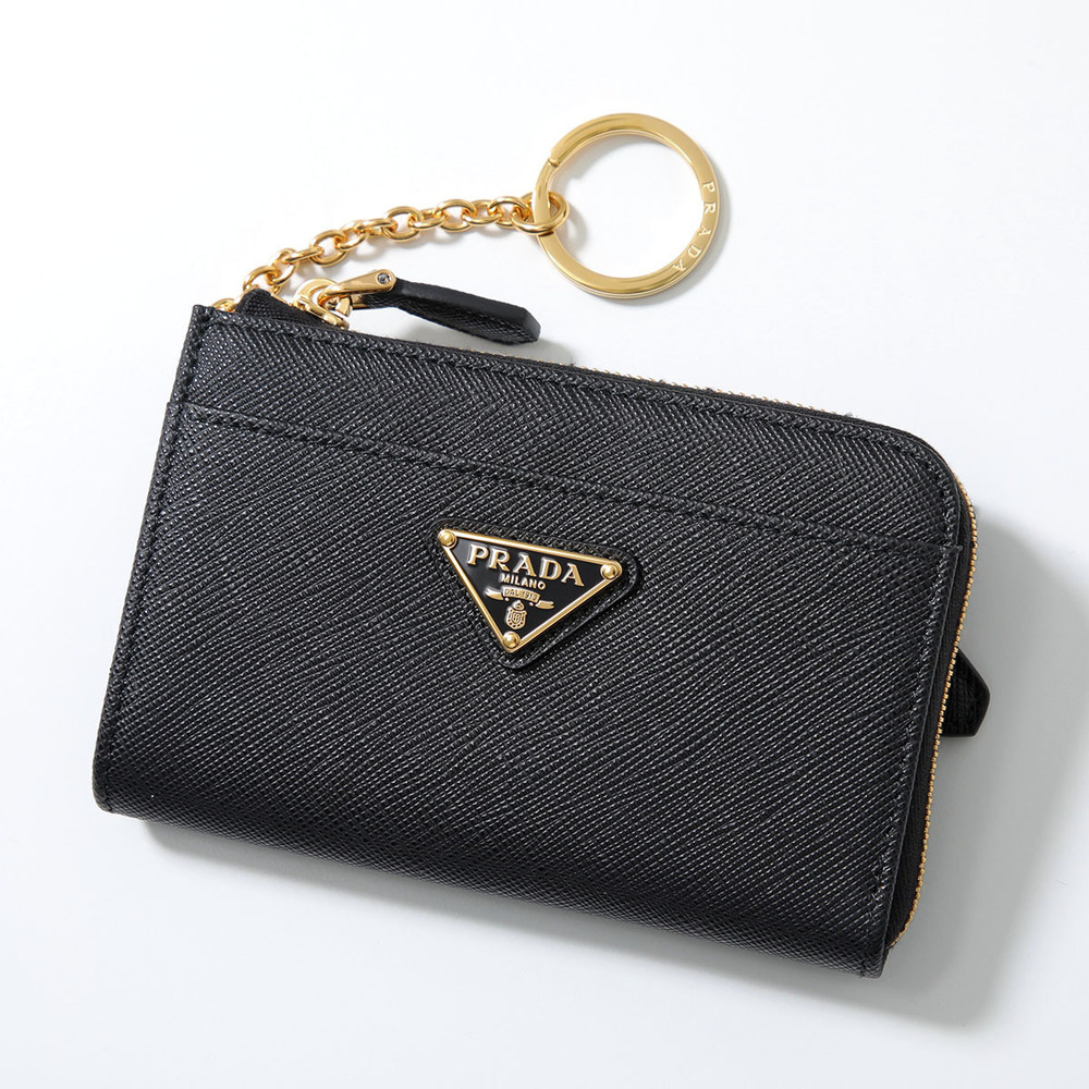 Prada coin case Wallet Saffiano Leather Triangle Key Wallet Nero Black
